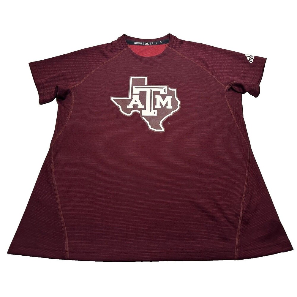 Kids Adidas Climalite Texas A&M Aggies State Logo Shirt Size Large Maroon EC4924